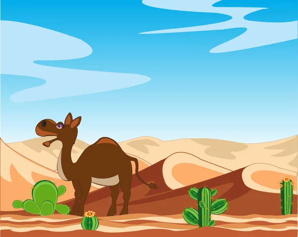 Desierto y camello — Archivo Imágenes Vectoriales