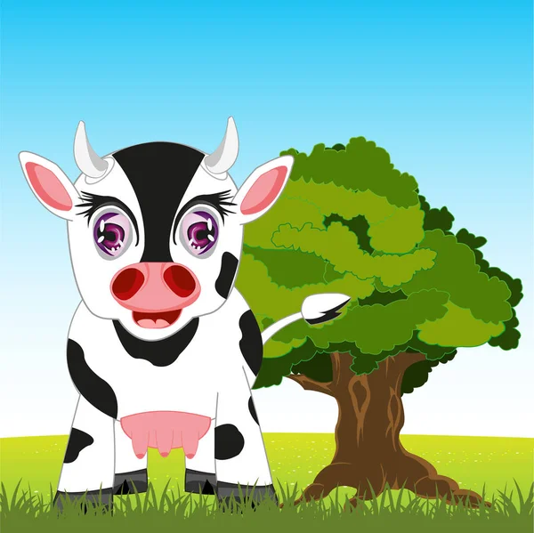 Cow on meadow — Stock Vector