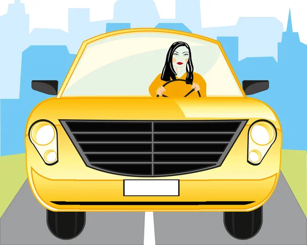 Girl for meat loaf of the car — Stock Vector