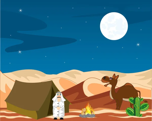 Nomade dans le désert — Image vectorielle