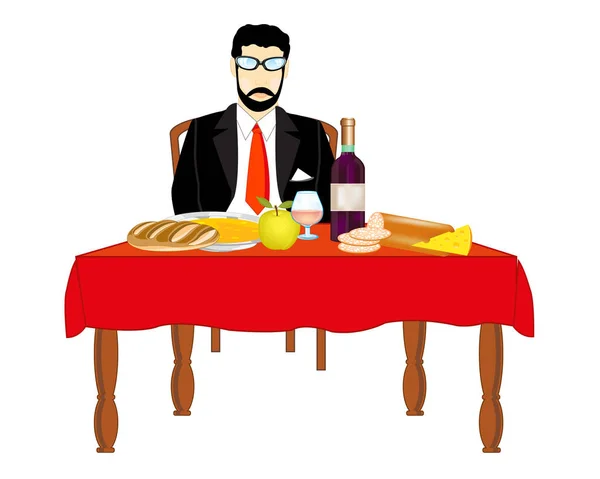 Man at the table — Stock Vector