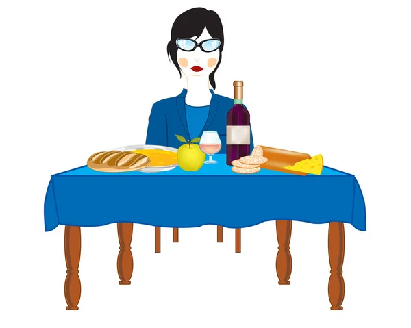 Woman at the table — Stock Vector