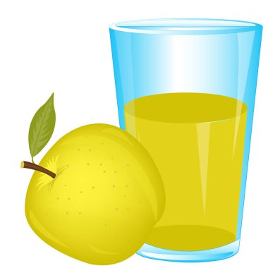 Bir bardak meyve suyu ve elma