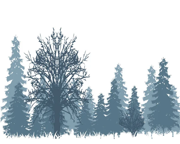 Winter in hout — Stockvector