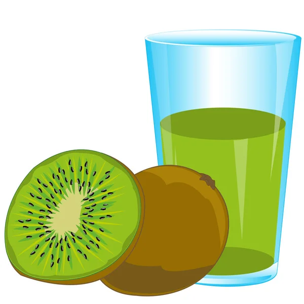 Kiwi de frutas y jugo — Vector de stock