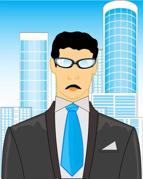 Man on background of the city — Stock Vector