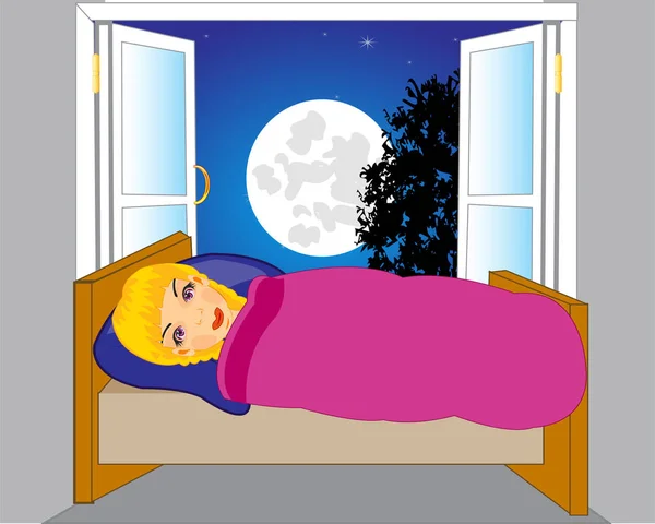 Дівчина на ліжка — стоковий вектор