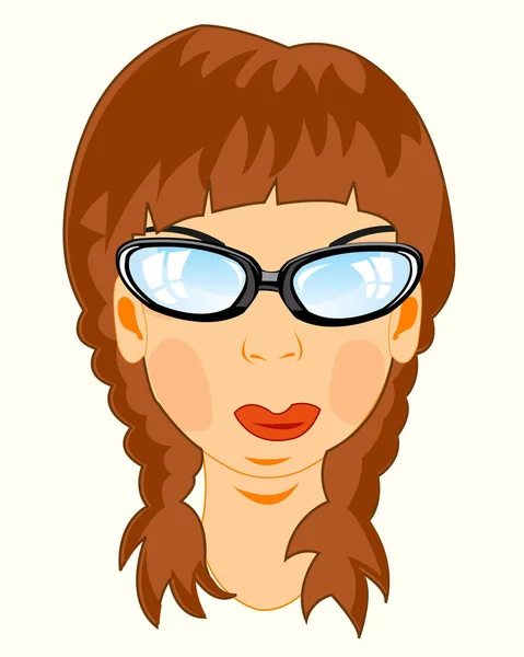 A szemüveges lány portréja — Stock Vector