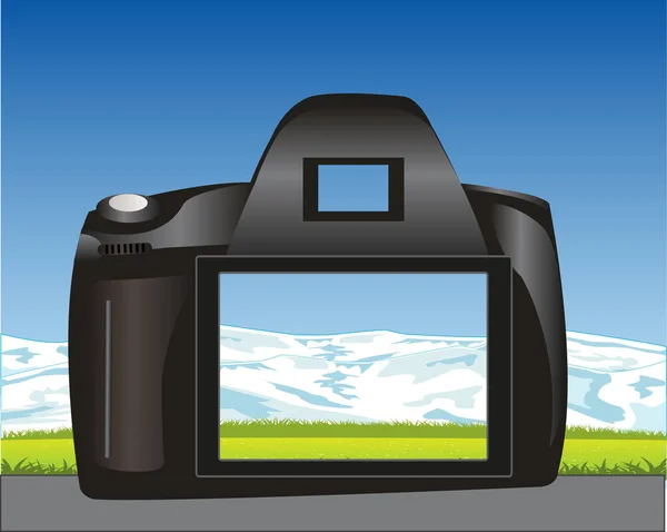 Dispositivo fotográfico y naturaleza — Vector de stock