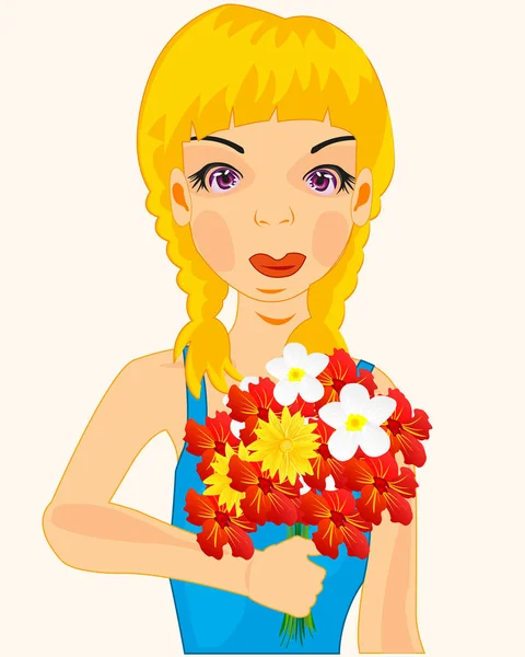 Girl with flower — Stock Vector