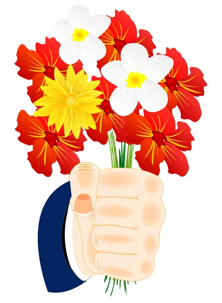 Blume in der Hand — Stockvektor