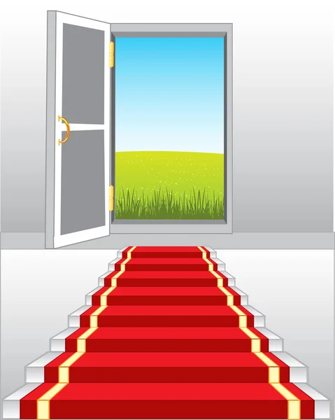 Stairway and door in nature — Stock Vector