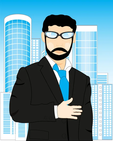 Man on background of the city — Stock Vector