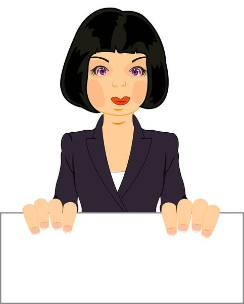 Brunette with poster — Stock Vector