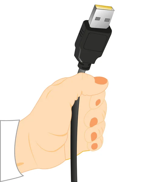 Cable in hand — Stock Vector