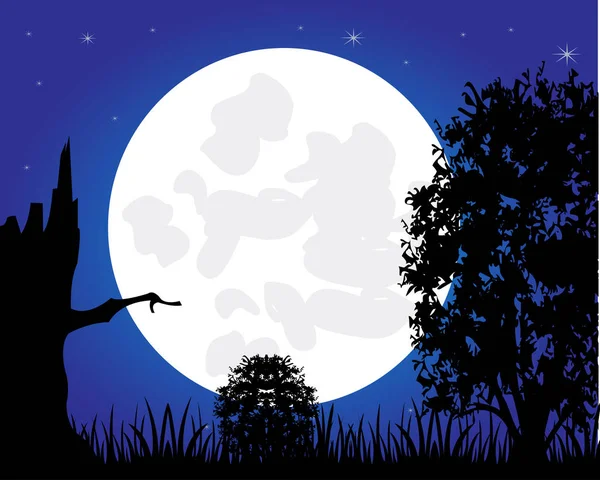Ночь и дерево — стоковый вектор