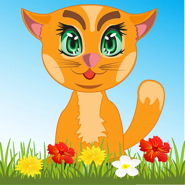 草本植物的猫 — 图库矢量图片