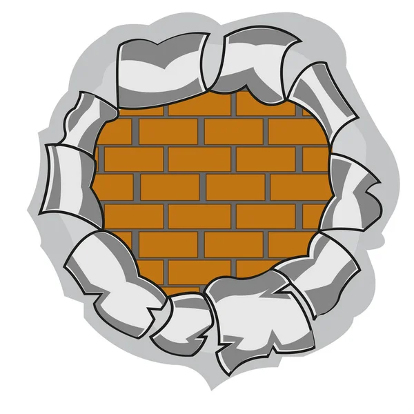 Buraco e parede de tijolo — Vetor de Stock