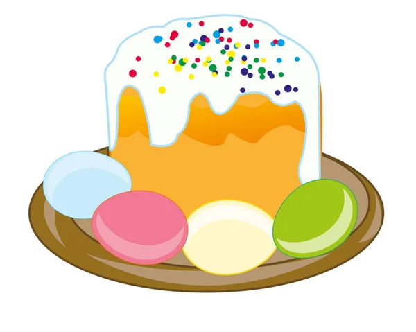 Pastel y huevo a Pascua — Vector de stock