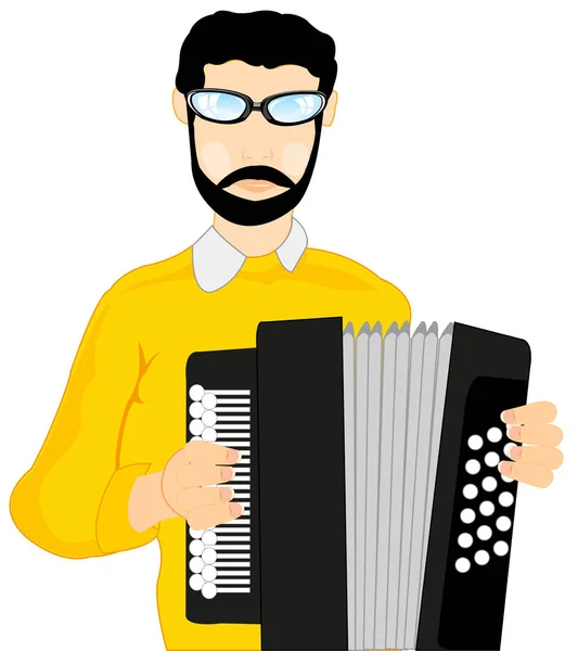 Man dengan akordeon - Stok Vektor