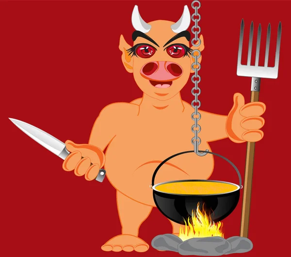 Diablo en el infierno — Archivo Imágenes Vectoriales