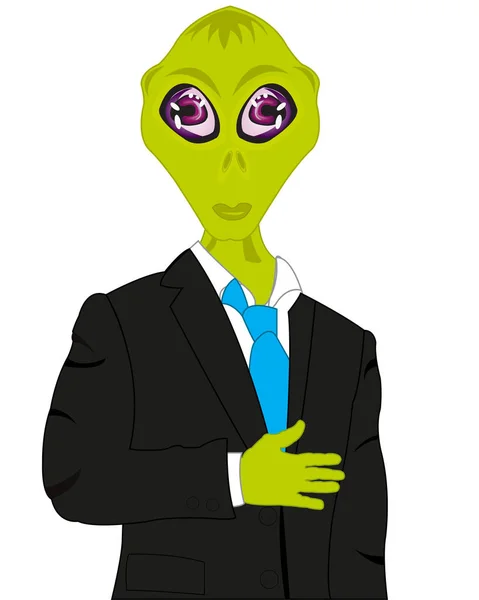 Extraterrestrial being in black suit — Stock Vector