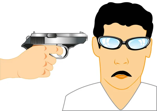 Pistolet à côté des têtes — Image vectorielle