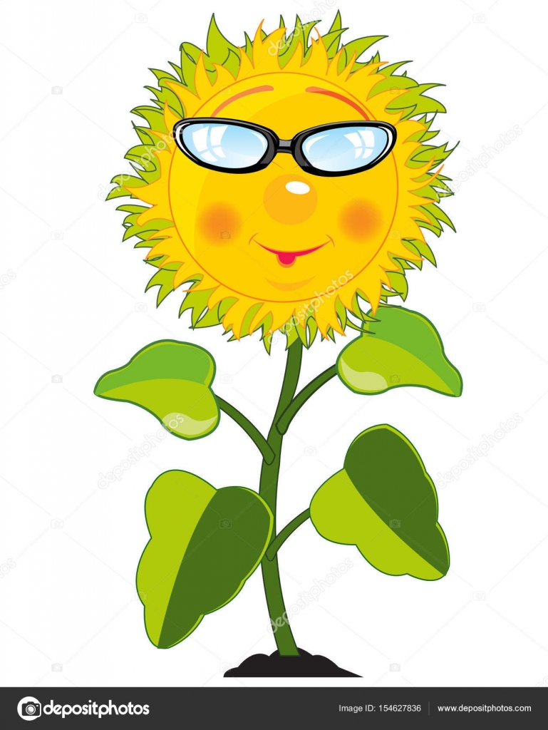 Fumetto del girasole pianta — Vettoriale Stock