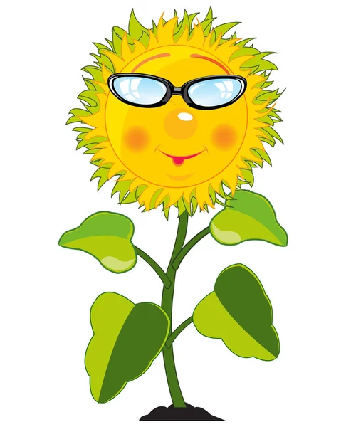 Caricature de la plante tournesol — Image vectorielle