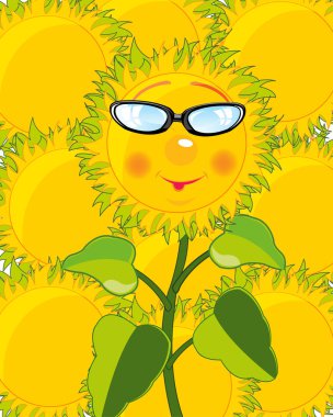 Cartoon of the sunflower bespectacled clipart
