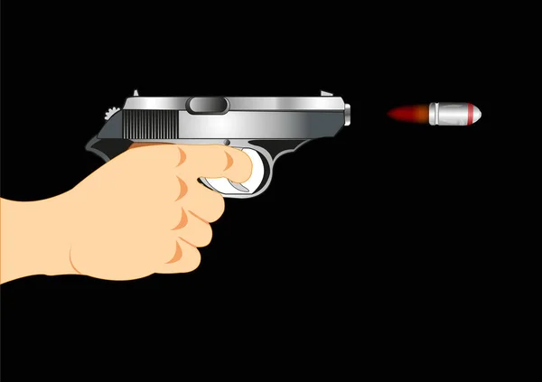 Pistola y bala — Vector de stock