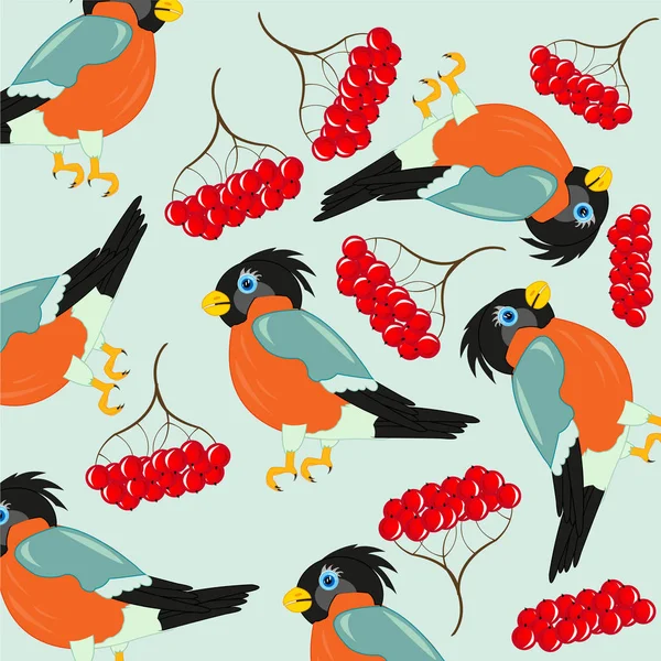 鸟和 rowanberry — 图库矢量图片