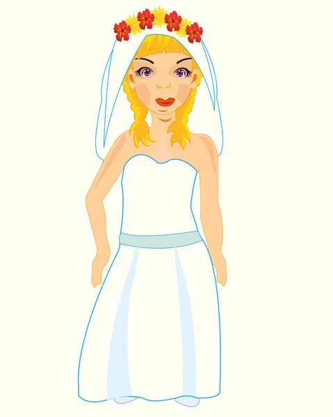 Novia en vestido — Vector de stock