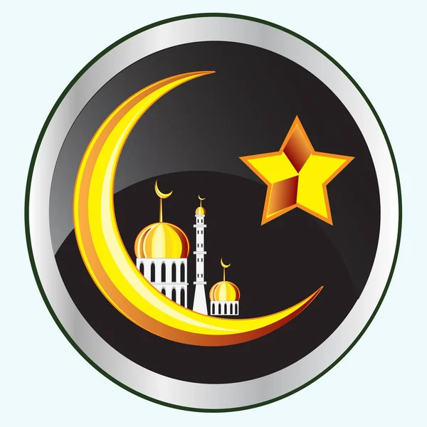 Símbolo del islam en el botón — Vector de stock