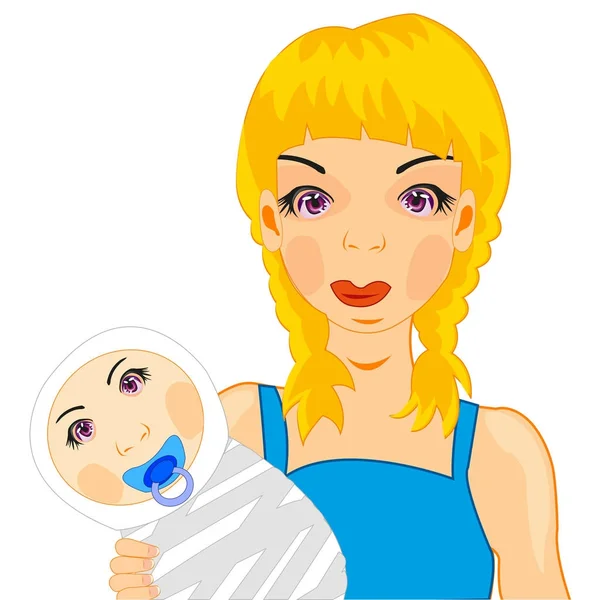 Fille avec enfant — Image vectorielle