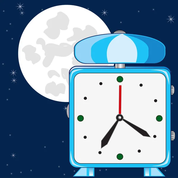 Horloge en nacht — Stockvector