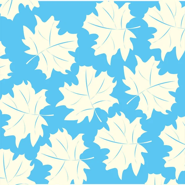 ターンの青の背景に白の葉 — ストックベクタ
