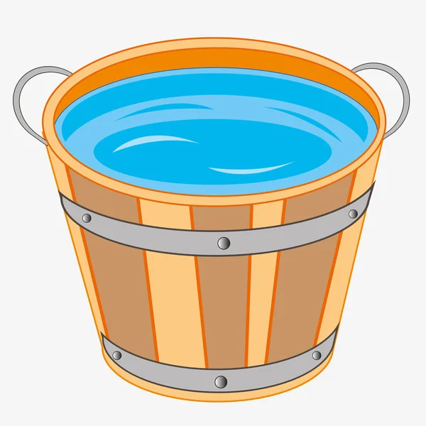 Wooden pail with water — Stock Vector