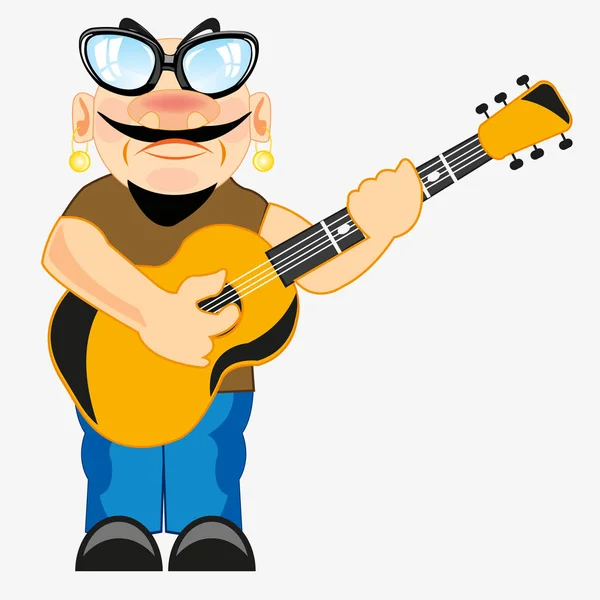 Énekes, gitár — Stock Vector