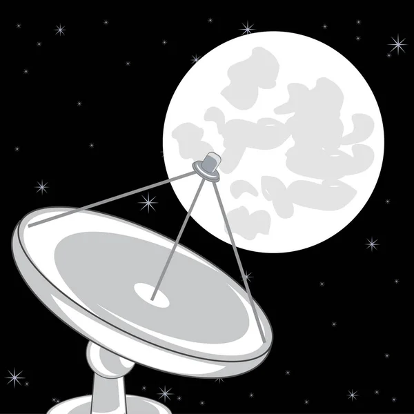 Antena satélite e lua — Vetor de Stock