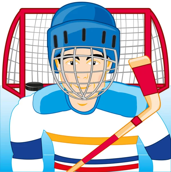 Jugador de hockey en el campo — Vector de stock