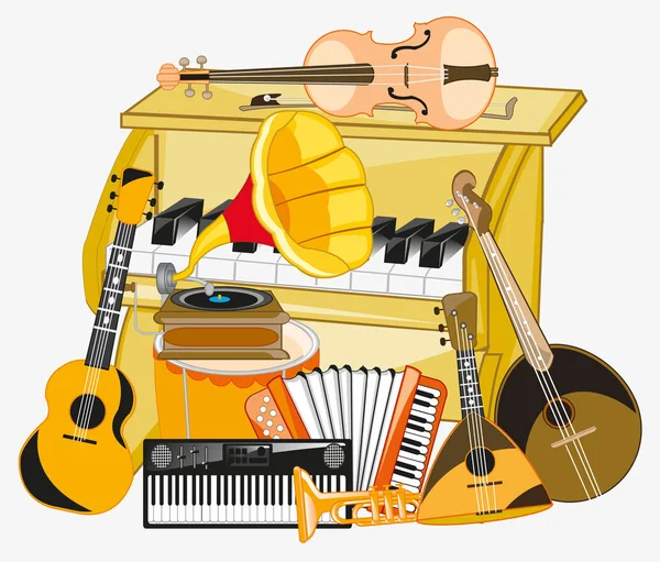 Beaucoup d'instruments de musique — Image vectorielle