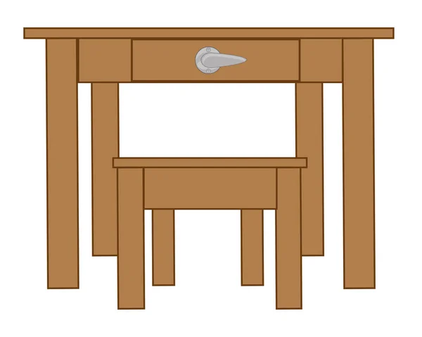Дерев'яний стіл і табурет — стоковий вектор