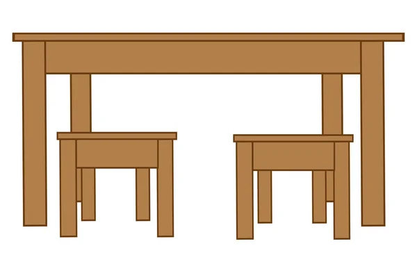 Mesa grande e duas cadeiras — Vetor de Stock