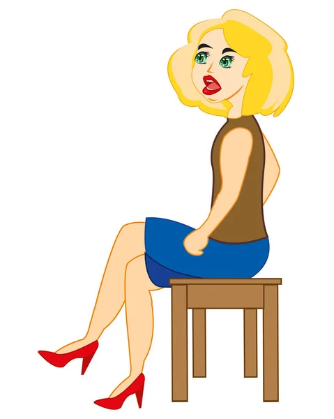 Mulher senta-se na cadeira — Vetor de Stock
