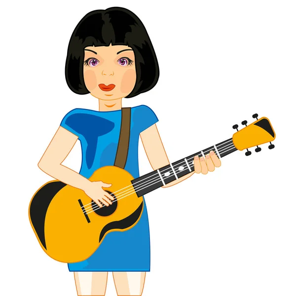 Menina joga na guitarra — Vetor de Stock