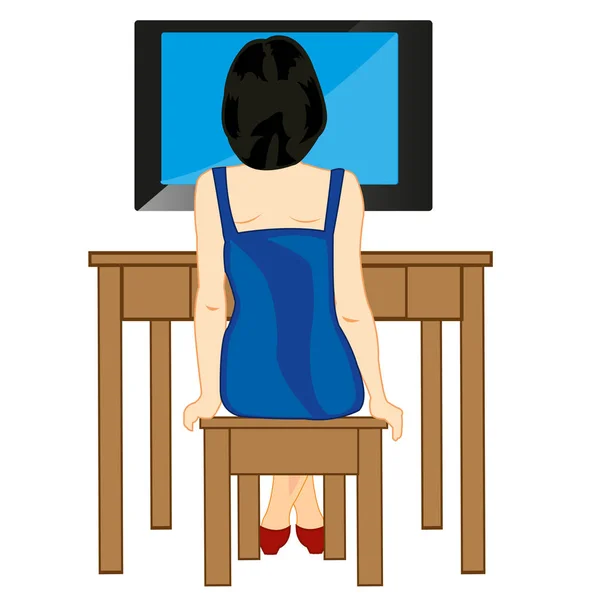 Meisje kijkt televisie — Stockvector