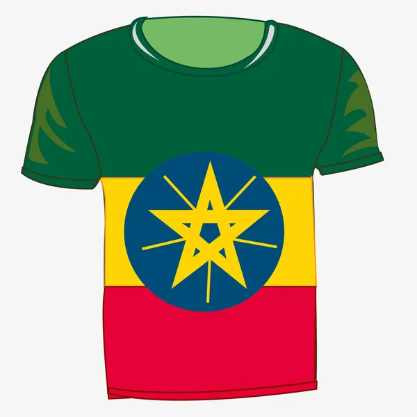 T-shirt com bandeira Etiópia — Vetor de Stock