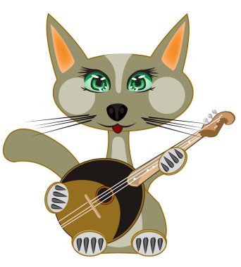 Kedi müzik enstrümanı üzerinde çalış