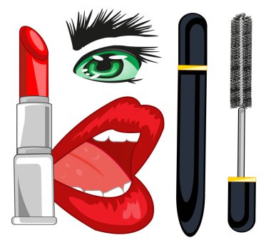 Make-up for eye and lips clipart